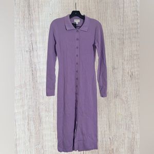 Purple Lavender Maxi Button Collared Dress